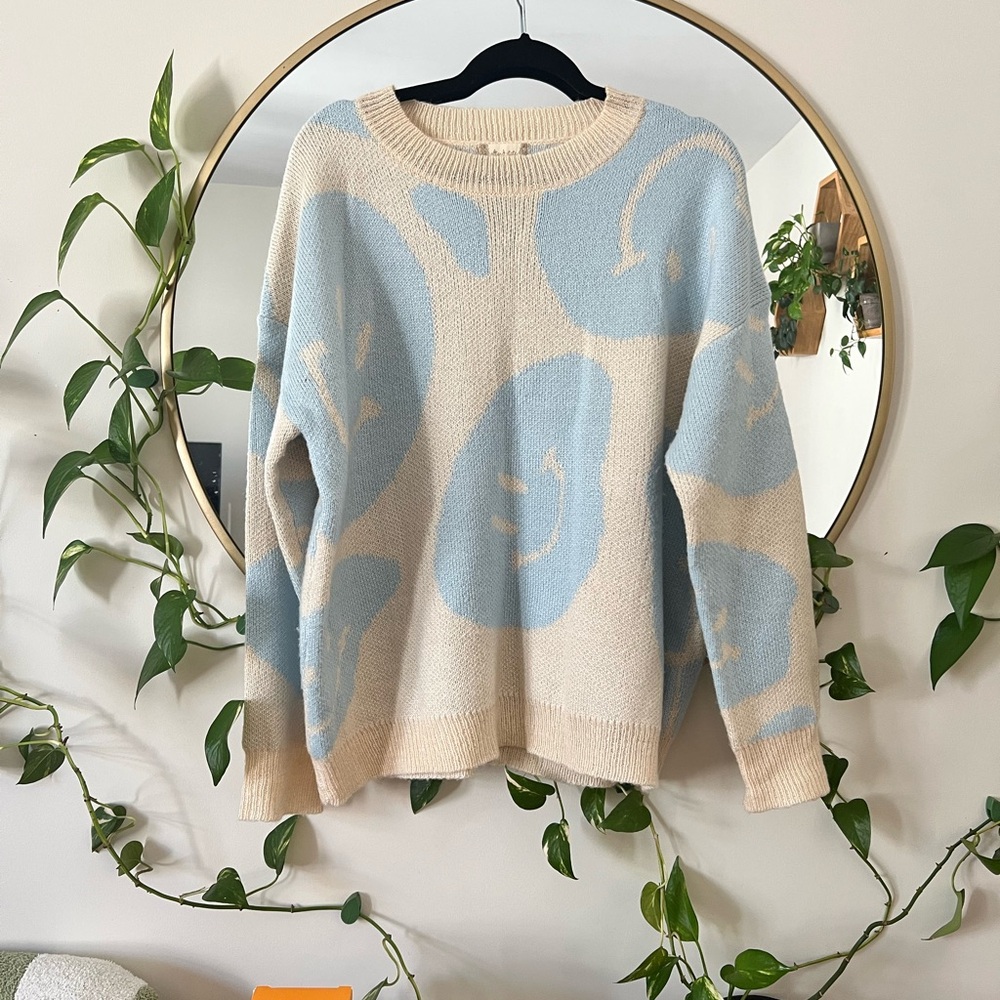 Abstract Smiley Face Women's Sweater